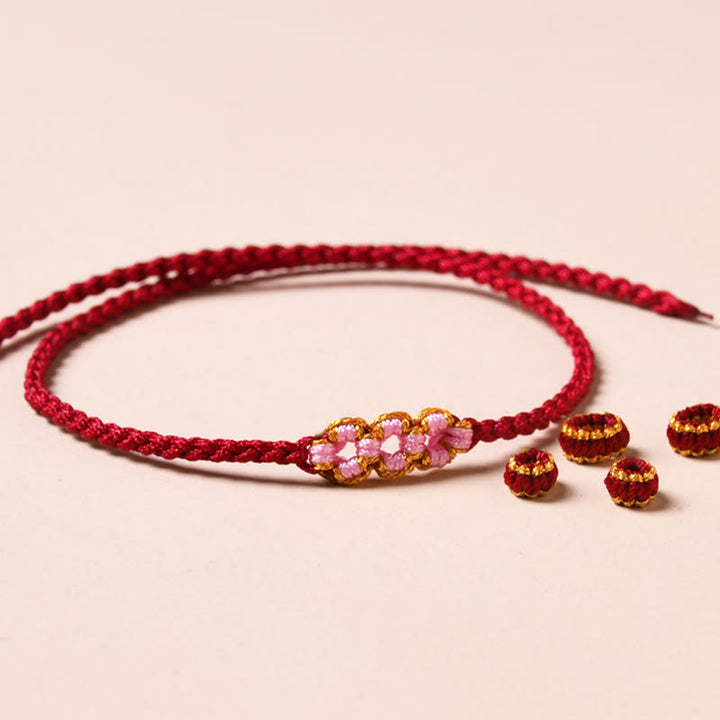 Buddha Stones Handmade Peach Blossom Protection Braided Rope Bracelet - image 3