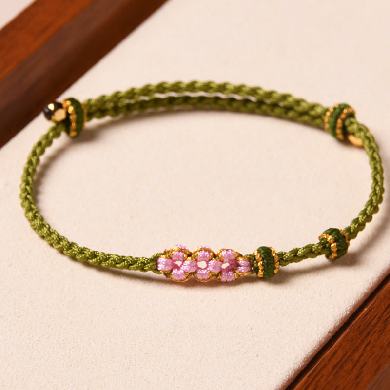 Buddha Stones Handmade Peach Blossom Protection Braided Rope Bracelet - image 12