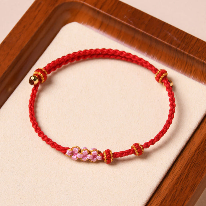 Buddha Stones Handmade Peach Blossom Protection Braided Rope Bracelet - image 7