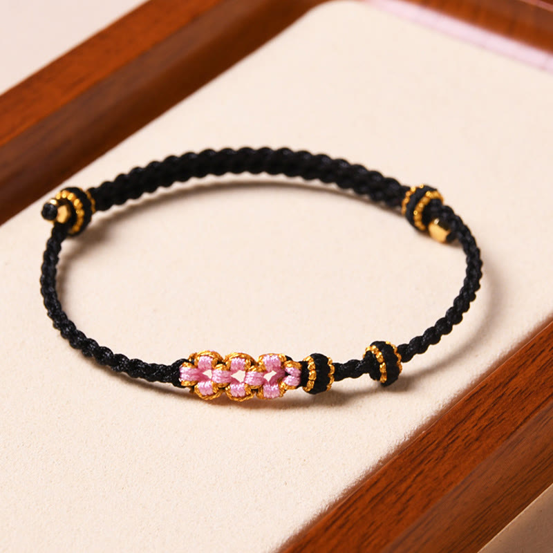 Buddha Stones Handmade Peach Blossom Protection Braided Rope Bracelet - image 18