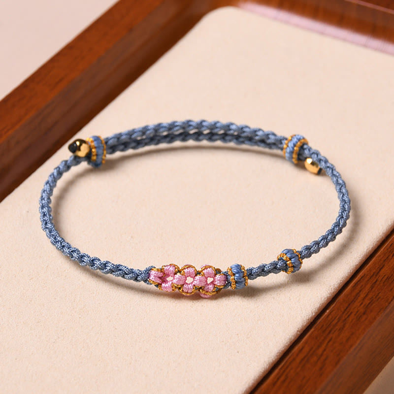 Buddha Stones Handmade Peach Blossom Protection Braided Rope Bracelet - image 15