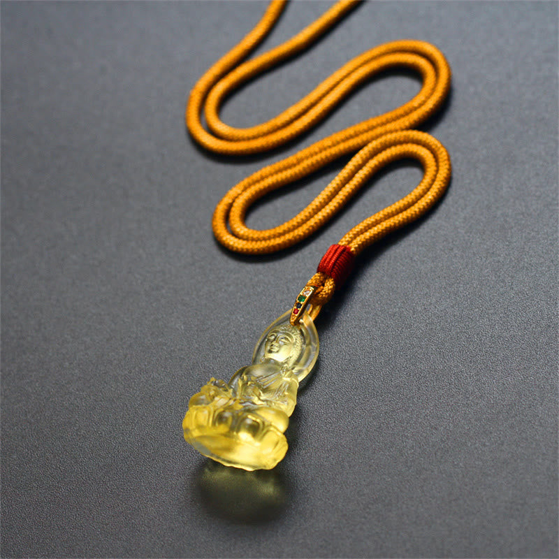 Buddha Stones Blue Tathagata Buddha Medicine Buddha Liuli Crystal Serenity Amulet Necklace Pendant - image 24