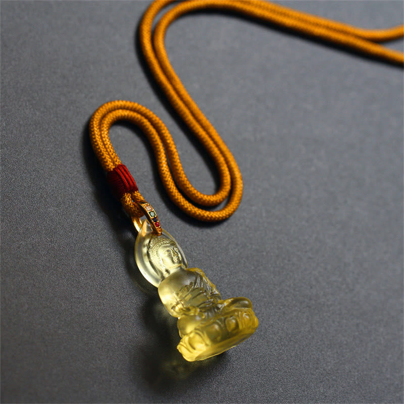 Buddha Stones Blue Tathagata Buddha Medicine Buddha Liuli Crystal Serenity Amulet Necklace Pendant - image 23