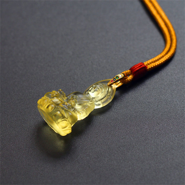 Buddha Stones Blue Tathagata Buddha Medicine Buddha Liuli Crystal Serenity Amulet Necklace Pendant - image 22