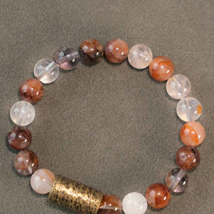 Buddha Stones White Crystal Red Hematoid Quartz Gold Rutilated Quartz Purple Phantom Protection Bracelet - image 11