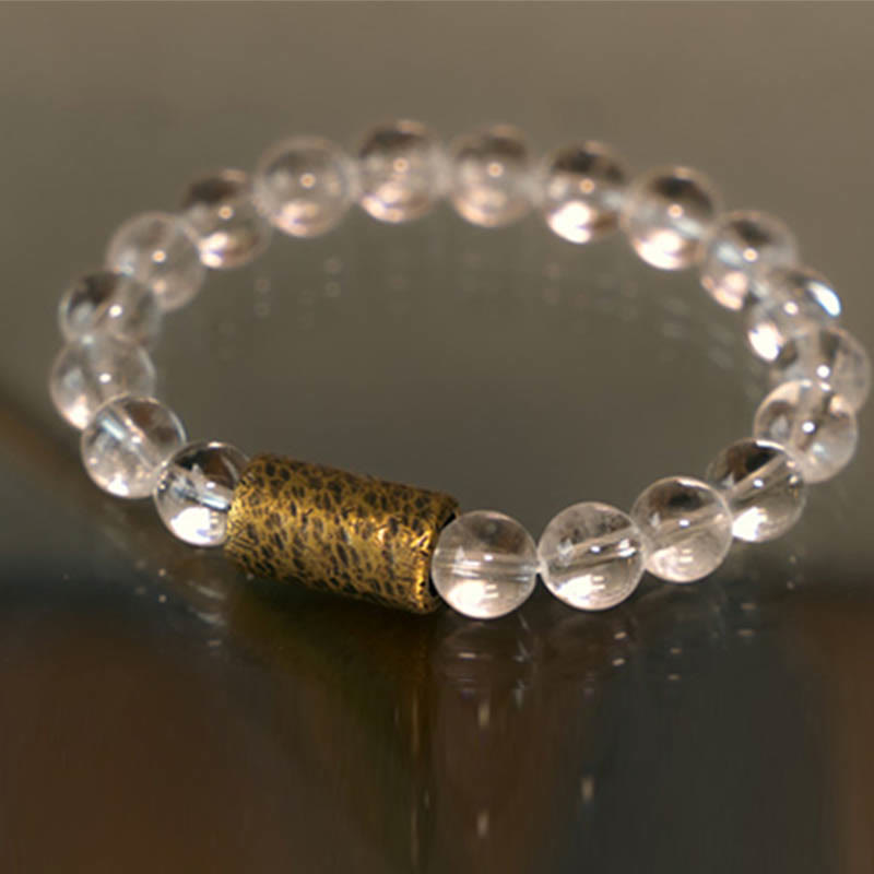 Buddha Stones White Crystal Red Hematoid Quartz Gold Rutilated Quartz Purple Phantom Protection Bracelet - image 1