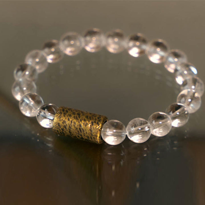 Buddha Stones White Crystal Red Hematoid Quartz Gold Rutilated Quartz Purple Phantom Protection Bracelet - image 1