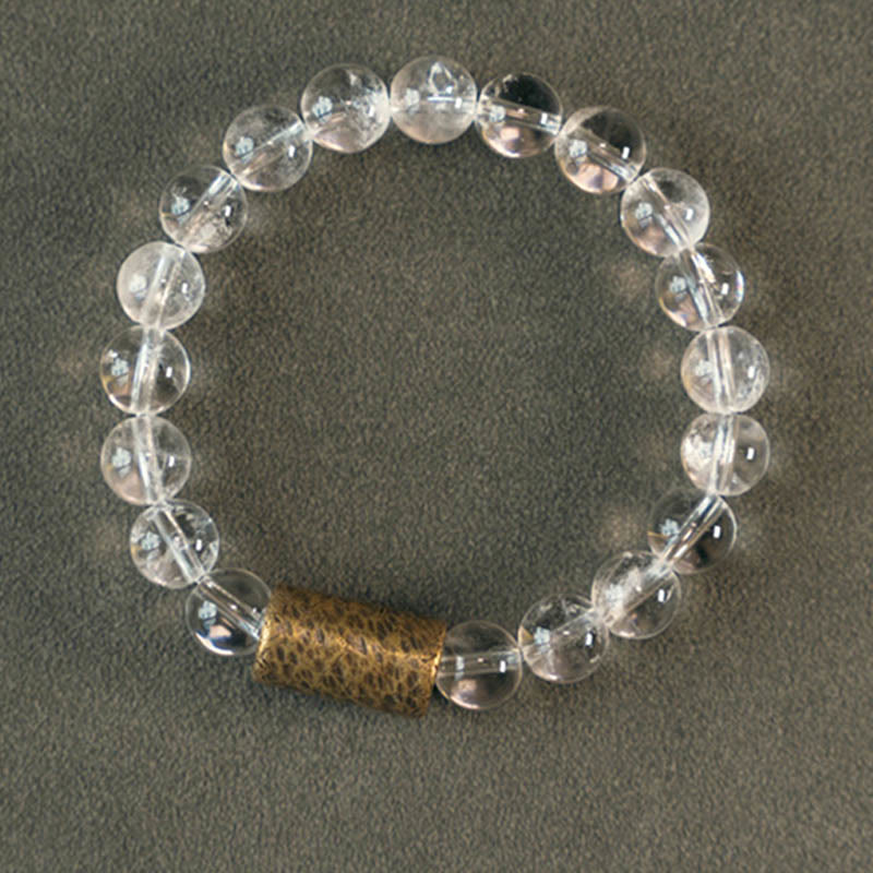 Buddha Stones White Crystal Red Hematoid Quartz Gold Rutilated Quartz Purple Phantom Protection Bracelet - image 2