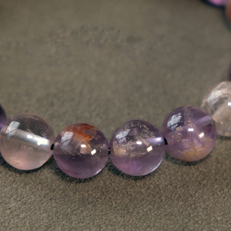 Buddha Stones White Crystal Red Hematoid Quartz Gold Rutilated Quartz Purple Phantom Protection Bracelet - image 27