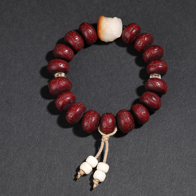Buddha Stones Tibet Bodhi Seed Dzi Bead Dancing Lion Luck Bracelet Wrist Mala - Bodhi Seed Dancing Lion(Wrist Circumference 14-16cm) - image 6