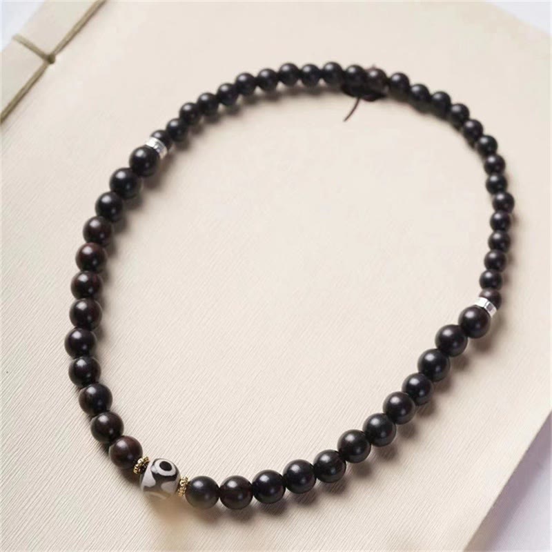 Buddha Stones Tibet Ebony Wood Dzi Bead Balance Double Wrap Bracelet - image 1