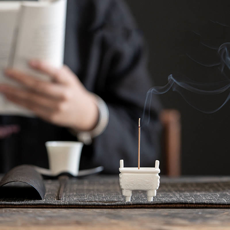 Buddha Stones Prosperous Dragon Double Lion Ears Pattern Healing Ceramic Incense Burner Decoration - image 8