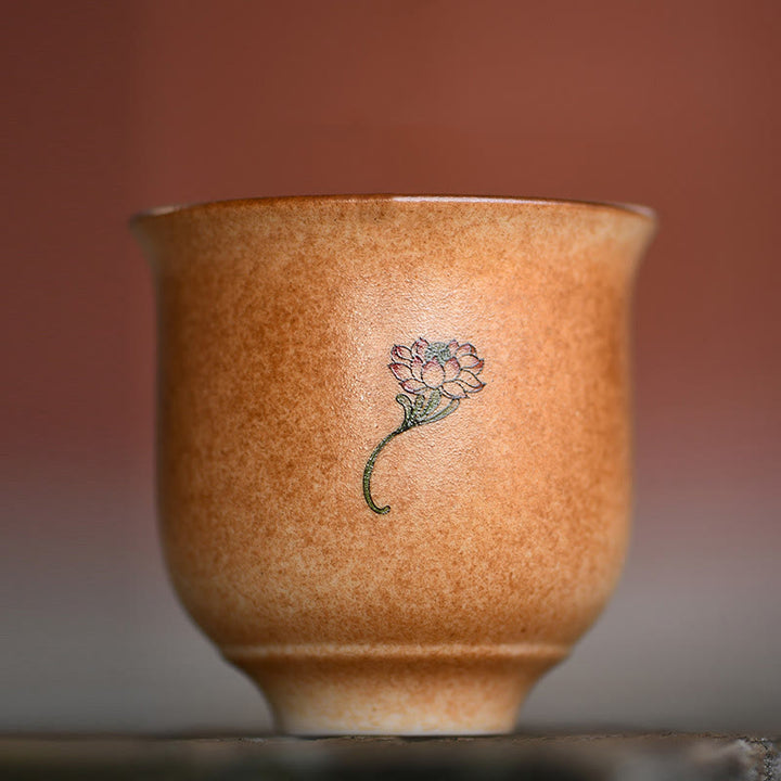 Buddha Stones Small Dunhuang Frescoes Lotus Ceramic Teacup Kung Fu Tea Cup 90ml - image 6