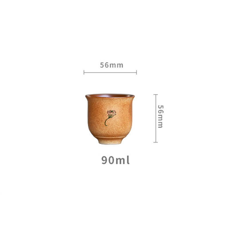 Buddha Stones Small Dunhuang Frescoes Lotus Ceramic Teacup Kung Fu Tea Cup 90ml - image 9
