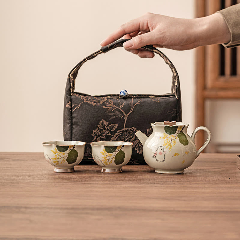 Buddha Stones Hand Painted Small Osmanthus Rabbit Ceramic Teacup Kung Fu Tea Cup 40ml - image 10