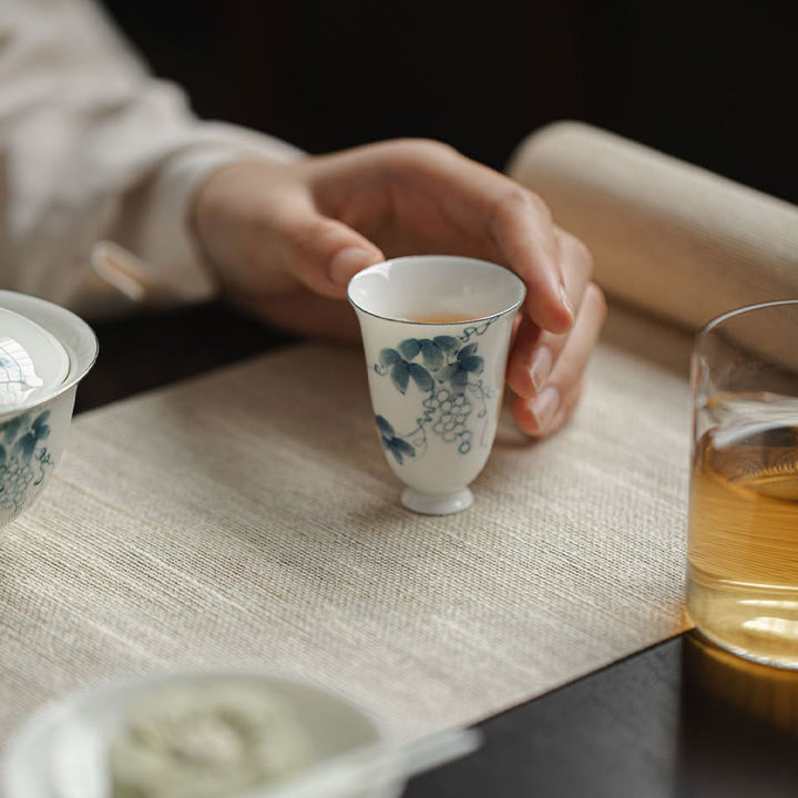 Buddha Stones Small Hand Painted Grapes Ceramic Teacup Kung Fu Tea Cup 30ml - image 4