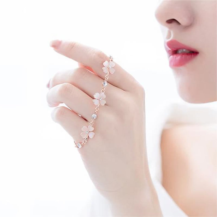 Buddha Stones Pink Crystal Four Leaf Clover Love Chain Bracelet - image 7