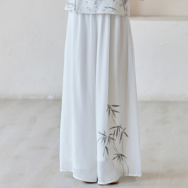 Buddha Stones Bamboo Cheongsam Dress Midi Dress Wide Leg Pants Meditation Spiritual Zen Practice Clothing - Wide Leg Pants(Pants Only) - US8-10，UK/AU12-14，EU40-42 (2XL) - image 12