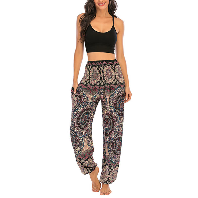 Buddha Stones Boho Loose Round Geometric Pattern Harem Trousers Women's Yoga Pants - image 6