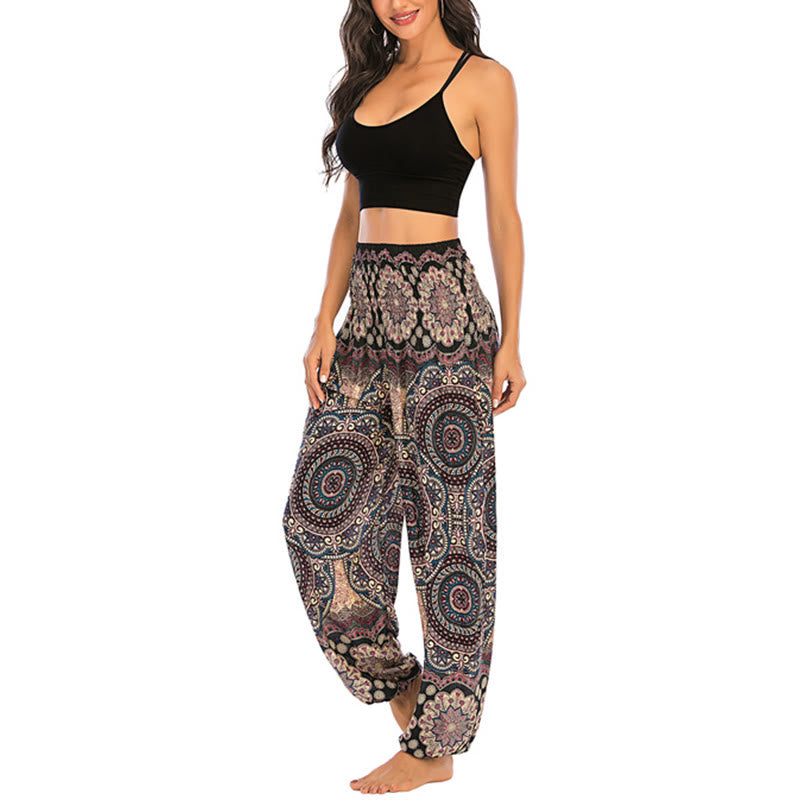Buddha Stones Boho Loose Round Geometric Pattern Harem Trousers Women's Yoga Pants - image 7