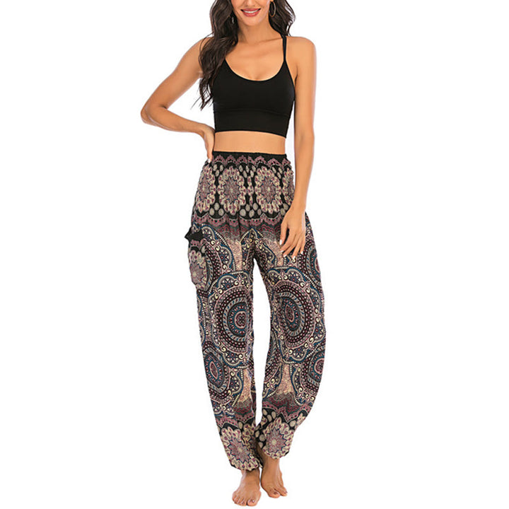 Buddha Stones Boho Loose Round Geometric Pattern Harem Trousers Women's Yoga Pants - image 4