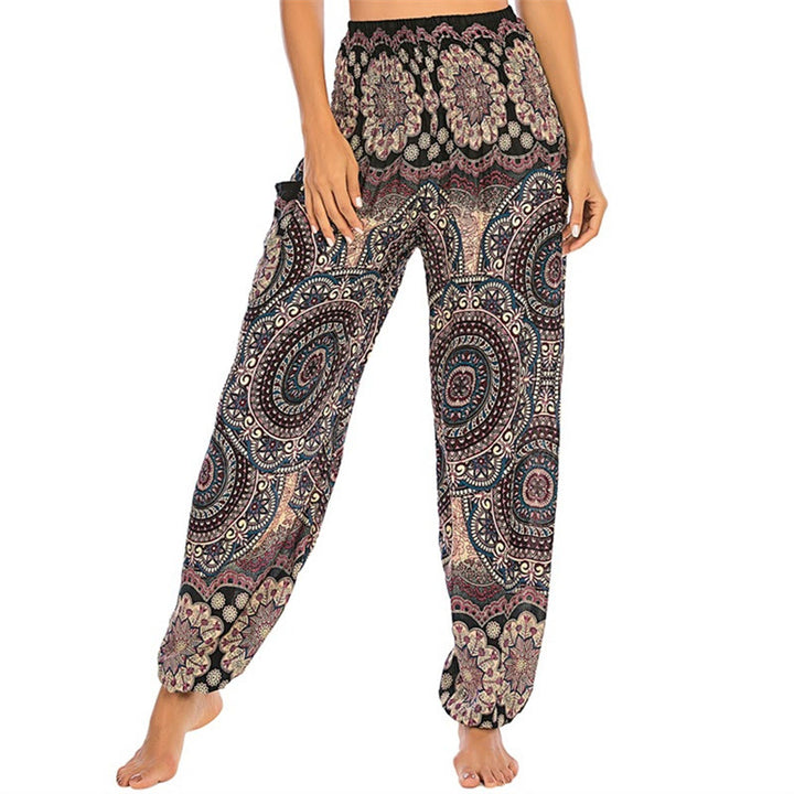 Buddha Stones Boho Loose Round Geometric Pattern Harem Trousers Women's Yoga Pants - image 8