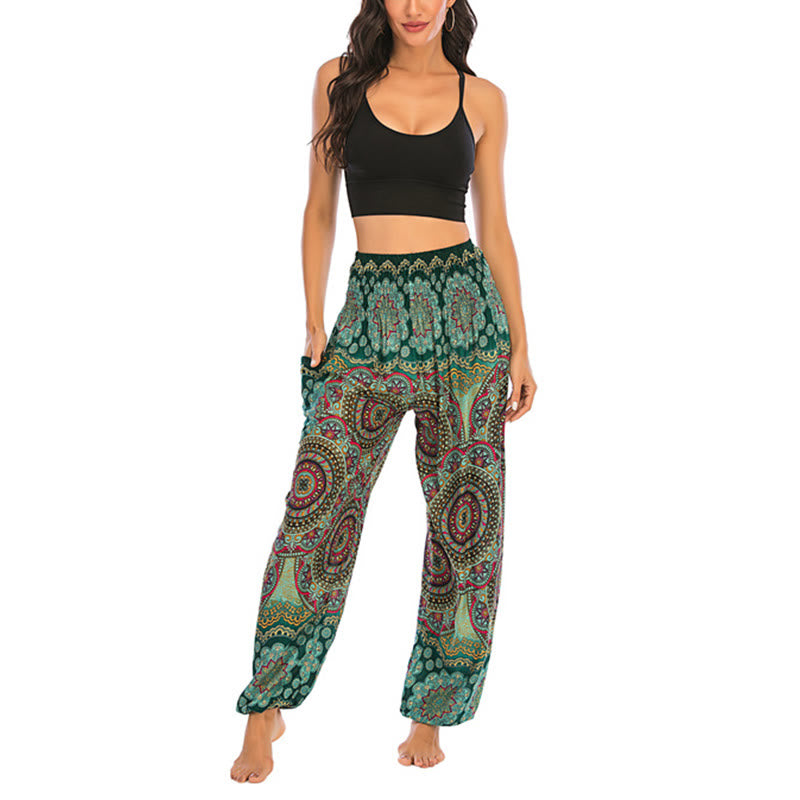 Buddha Stones Boho Loose Round Geometric Pattern Harem Trousers Women's Yoga Pants - image 10