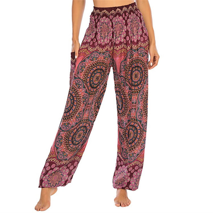 Buddha Stones Boho Loose Round Geometric Pattern Harem Trousers Women's Yoga Pants - Red-US2-8/10，UK/AU6-12/14，EU34-40/42 (F) - image 16