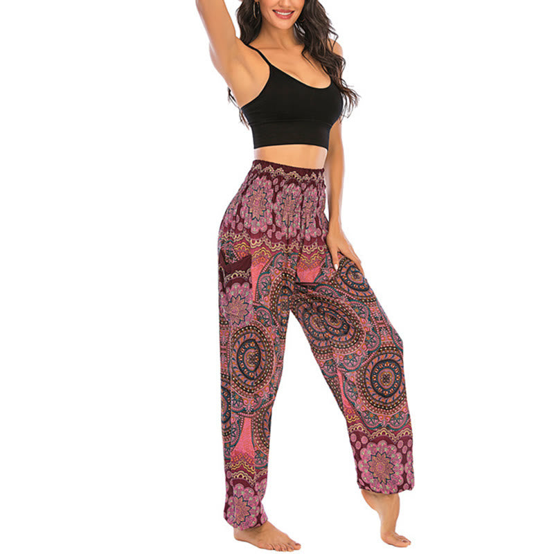 Buddha Stones Boho Loose Round Geometric Pattern Harem Trousers Women's Yoga Pants - image 19
