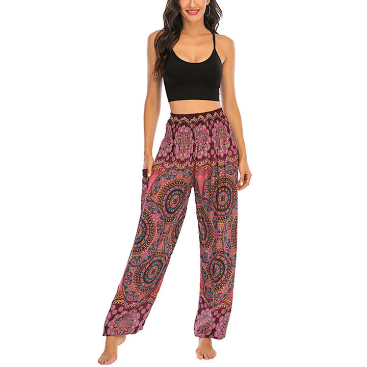 Buddha Stones Boho Loose Round Geometric Pattern Harem Trousers Women's Yoga Pants - image 22
