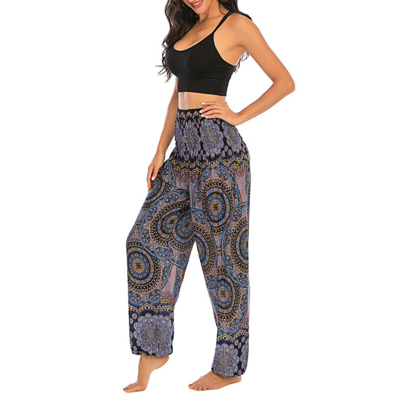 Buddha Stones Boho Loose Round Geometric Pattern Harem Trousers Women's Yoga Pants - image 25