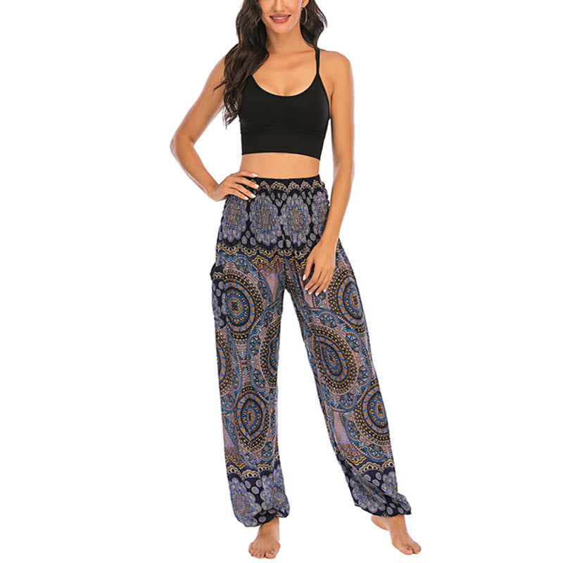 Buddha Stones Boho Loose Round Geometric Pattern Harem Trousers Women's Yoga Pants - image 29
