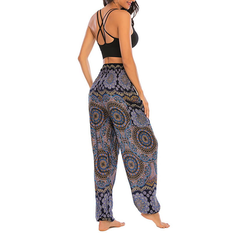 Buddha Stones Boho Loose Round Geometric Pattern Harem Trousers Women's Yoga Pants - image 27