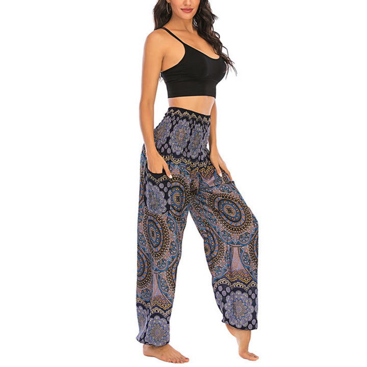 Buddha Stones Boho Loose Round Geometric Pattern Harem Trousers Women's Yoga Pants - image 28