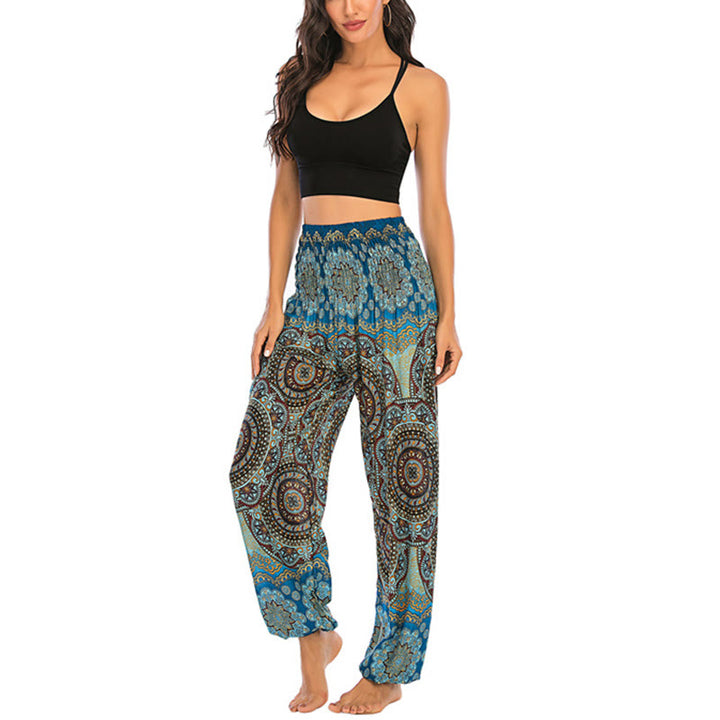 Buddha Stones Boho Loose Round Geometric Pattern Harem Trousers Women's Yoga Pants - image 33
