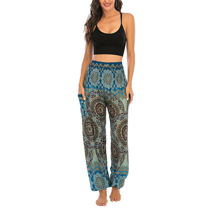 Buddha Stones Boho Loose Round Geometric Pattern Harem Trousers Women's Yoga Pants - image 36