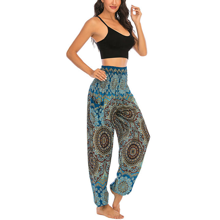 Buddha Stones Boho Loose Round Geometric Pattern Harem Trousers Women's Yoga Pants - image 35