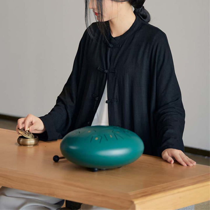 Buddha Stones Plain Frog-Button Design Shirt Zen Tai Chi Meditation Top Clothing Cotton Linen Jacket - image 24