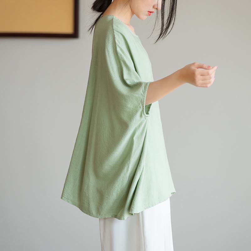 Buddha Stones Solid Color Three Quarter Sleeve Top Loose Tee T-Shirt - image 15