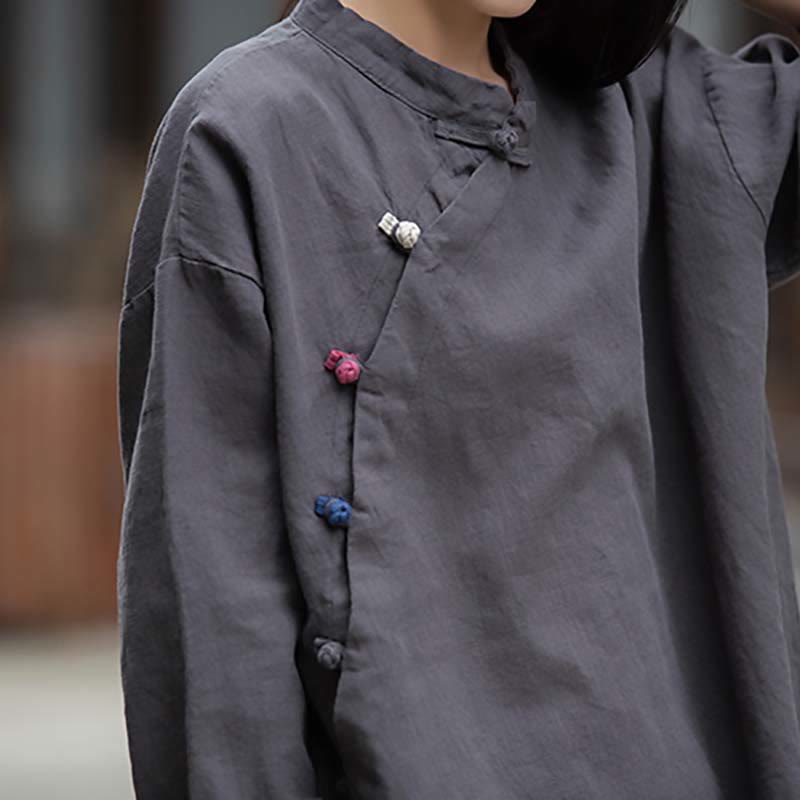 Buddha Stones Ramie Linen Blouse Women Shirt Top Chinese Hanfu Style Clothing - image 7