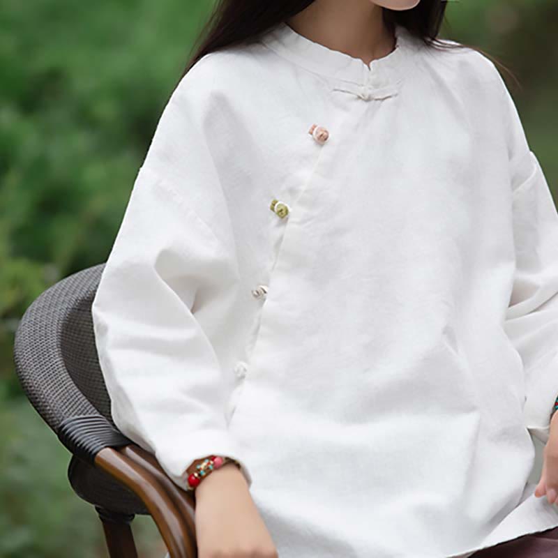 Buddha Stones Ramie Linen Blouse Women Shirt Top Chinese Hanfu Style Clothing - image 16