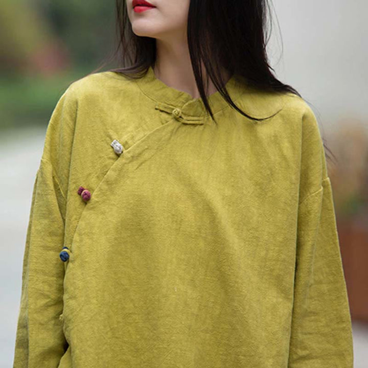 Buddha Stones Ramie Linen Blouse Women Shirt Top Chinese Hanfu Style Clothing - image 28