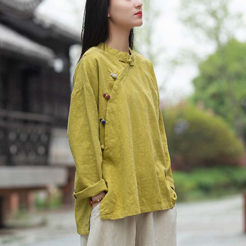 Buddha Stones Ramie Linen Blouse Women Shirt Top Chinese Hanfu Style Clothing - image 26