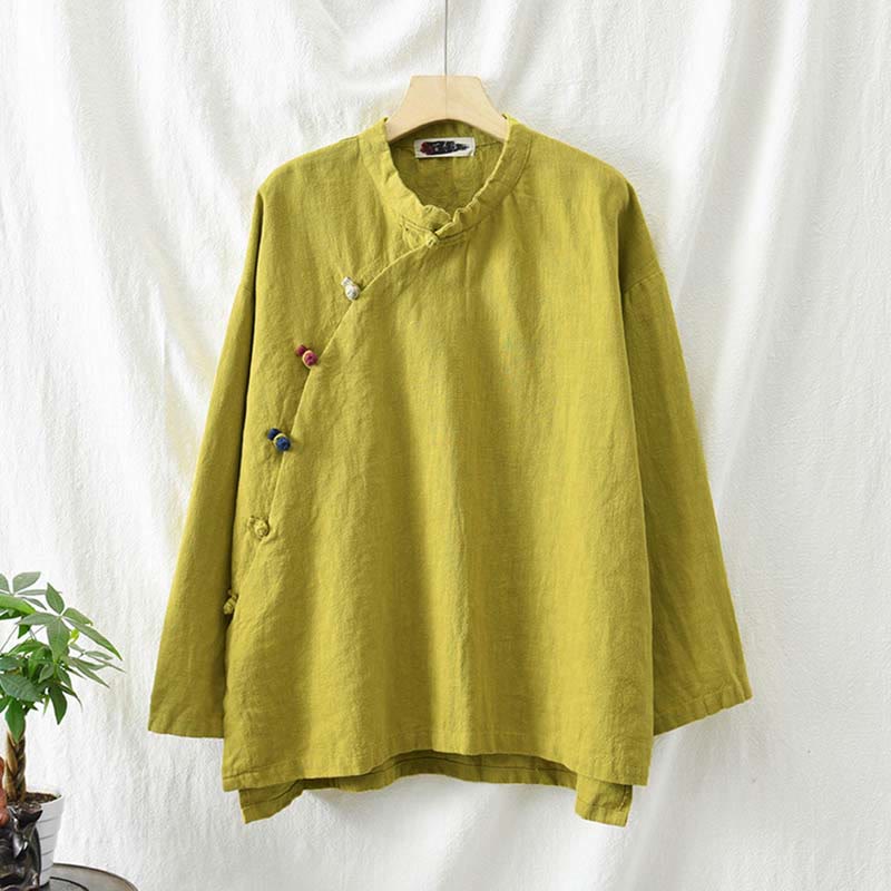 Buddha Stones Ramie Linen Blouse Women Shirt Top Chinese Hanfu Style Clothing - image 33