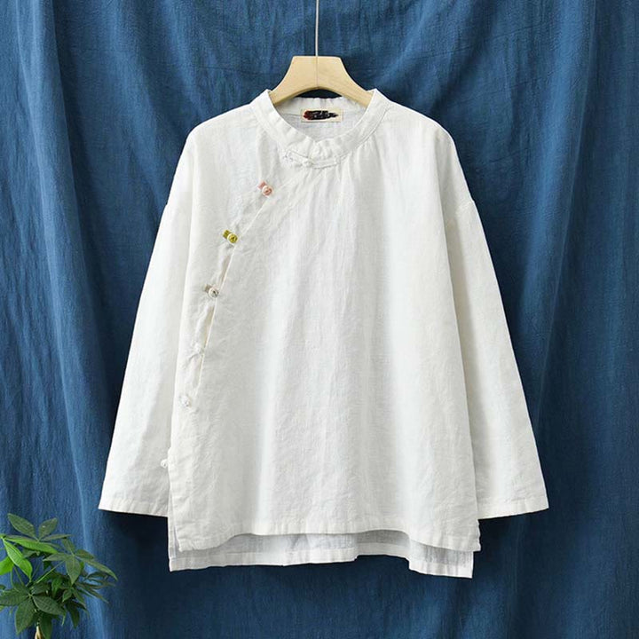 Buddha Stones Ramie Linen Blouse Women Shirt Top Chinese Hanfu Style Clothing - image 24