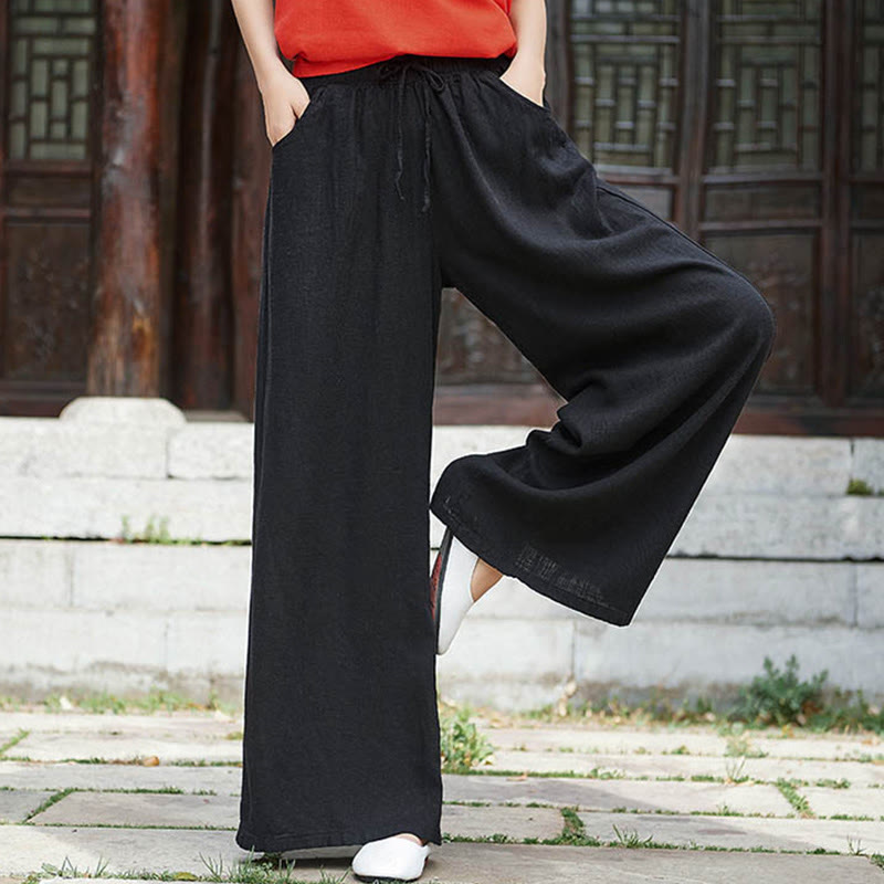 Buddha Stones Plain Wide Leg Pants Dance Women's Yoga Pants With Pockets - Black - US6，UK/AU10，EU38 (L)  - image 21