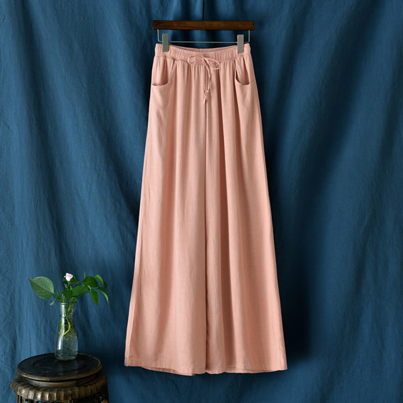 Buddha Stones Plain Wide Leg Pants Dance Women's Yoga Pants With Pockets - image 40