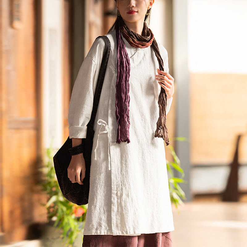 Buddha Stones Vintage Cotton Linen Blouse Women Long Sleeve Shirt Chinese Hanfu Top - image 7