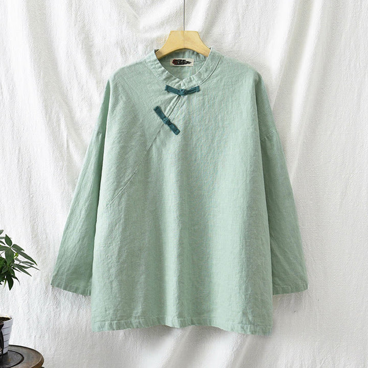 Buddha Stones Ramie Linen Loose Blouse Women Long Sleeve Shirt Chinese Hanfu Top - image 10
