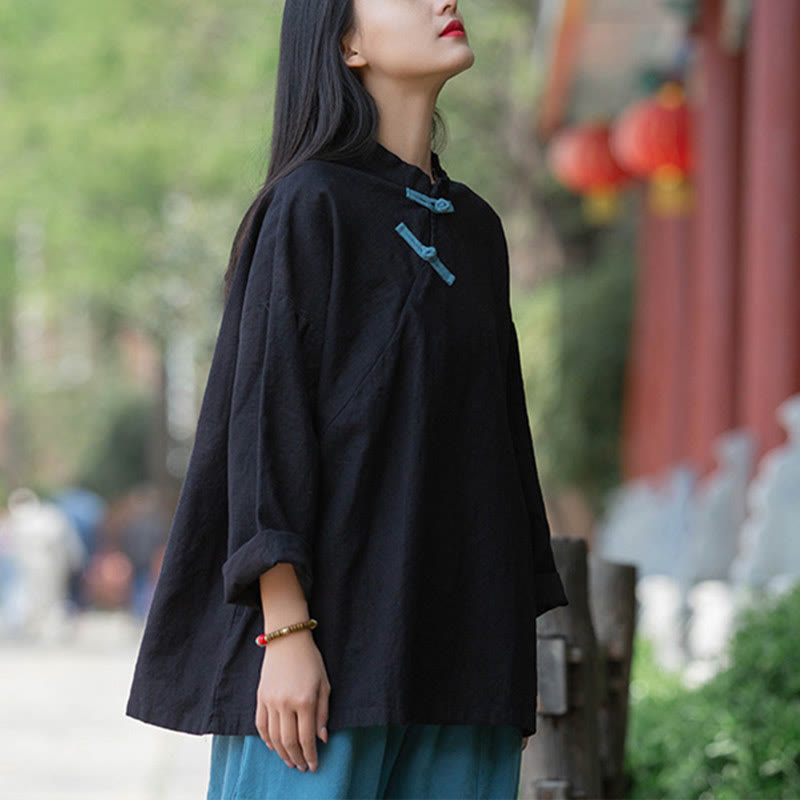 Buddha Stones Ramie Linen Loose Blouse Women Long Sleeve Shirt Chinese Hanfu Top - image 15